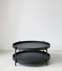 American Oak 2 Tier Coffee Table / 100cmD / Black