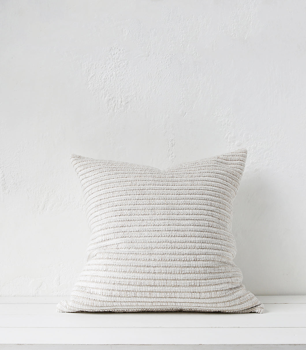 'Velvet Rib' Cushion w Feather Inner / 55x55cm / Chalk