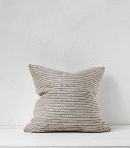 'Velvet Rib' Cushion w Feather Inner / 55x55cm / Sand