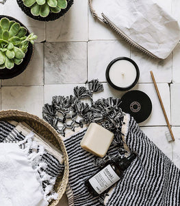 Ottoloom / Moscow Organic Bath Mat / Grey Stripe